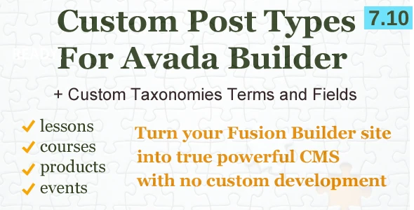 Custom Post Types, Taxonomies and Fields for Avada Builder