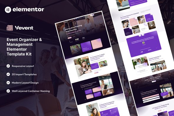 Vevent - Event Planner & Organizer Elementor Template Kit