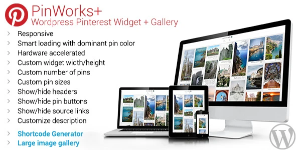 PinWorks+ WordPress Pinterest Gallery Widget