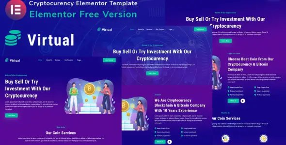 Virtual – Cryptocurency Blockchain & Bitcoin Elementor Template Kit