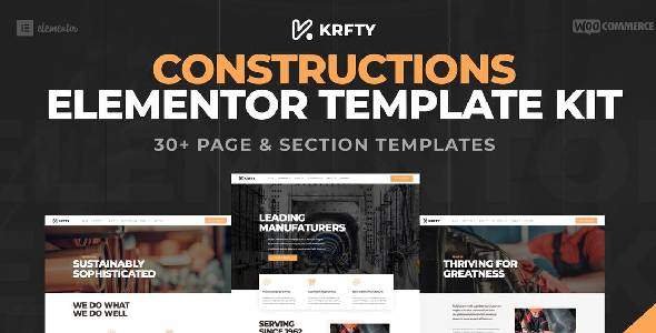 KRAFTY – Construction & Industry Elementor Template Kit